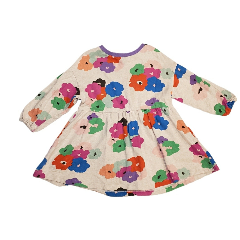 Mini Boden 5-6Y Relaxed Oversized Floral Sweatshirt Long Sleeve Dress